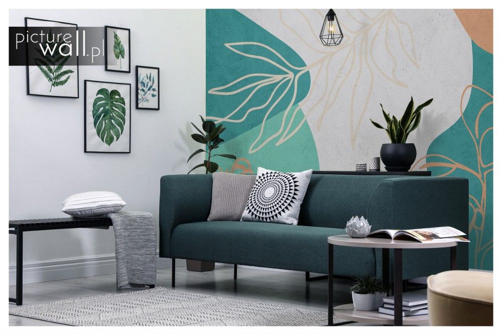 Fototapety samoprzylepne z motywem Turkusowe kształty i kontury