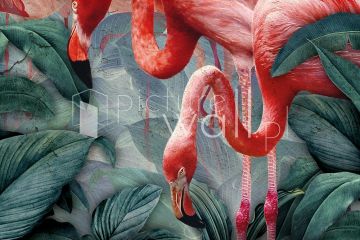 Podgląd wzoru Flamingi i ciemne liście