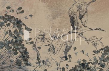 Podgląd wzoru Jasne kwiaty i żurawie