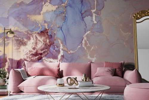 Fototapeta Pudrowy marmur ze złotem