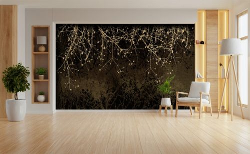 Fototapeta Złote gałęzie na strukturalnym tle