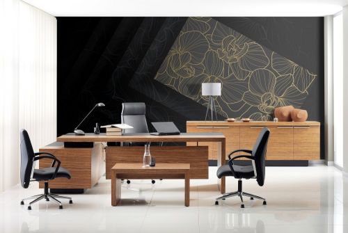 Fototapeta Czarne lustro ze złotem