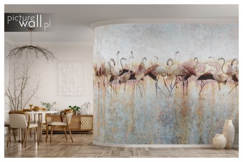 Fototapeta samoprzylepna Delikatne flamingi w wodzie