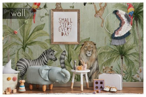 Fototapeta samoprzylepna Dżungla ze zwierzątkami