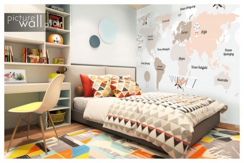 Fototapeta samoprzylepna Mapa świata z samolotami i balonami