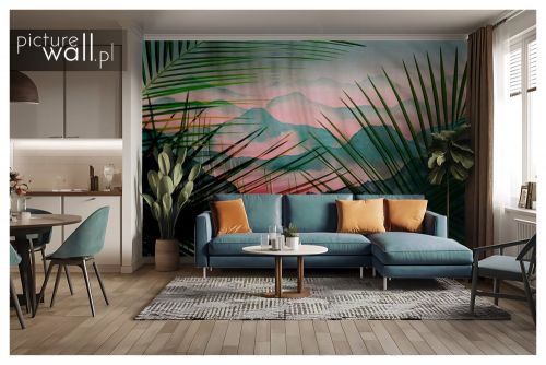 Fototapeta samoprzylepna Palmy na tle mglistych wzgórz