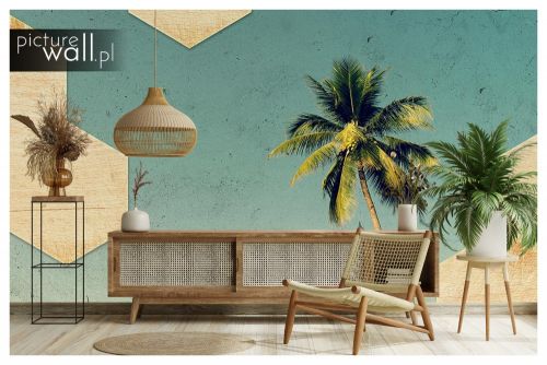 Fototapeta Heksagony z palmą