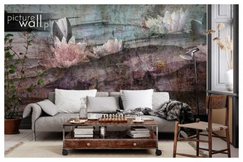 Fototapeta samoprzylepna Pudrowe lilie wodne