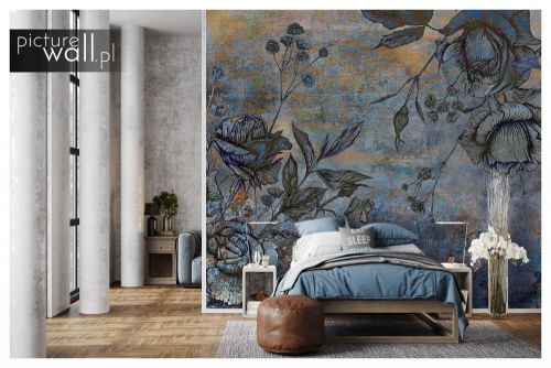 Obraz Różne kwiaty w kolorze patyny