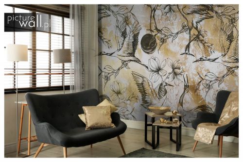 Fototapeta samoprzylepna Złote żurawie