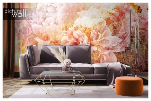 Fototapeta samoprzylepna Kwiecisty mural w kolorze