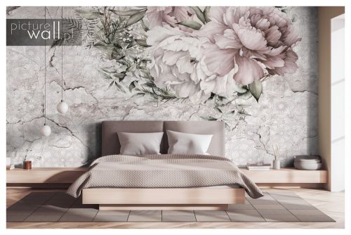 Obraz Piwonie na betonie