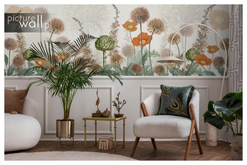 Fototapeta samoprzylepna Pomarańczowe kwiaty panoramiczne