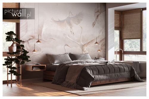 Fototapeta Rozmyte beżowe żurawie mgiełka