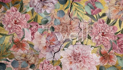 Fototapeta kwiaty ze złotem