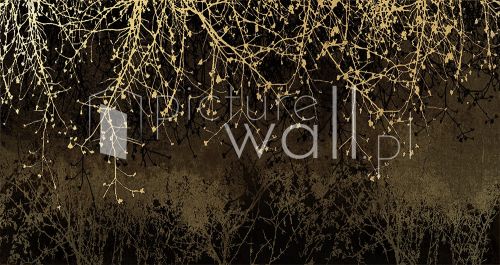 Fototapeta złote gałęzie na strukturalnym tle