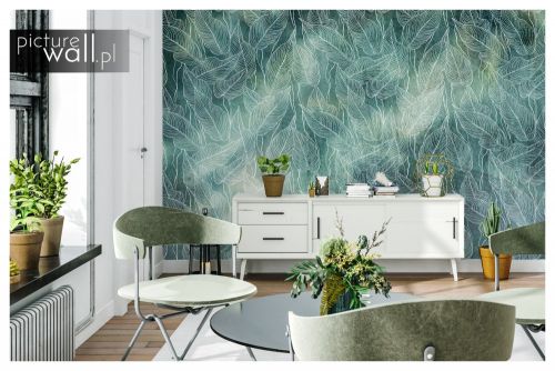 Fototapeta samoprzylepna Zielone liście z bielą